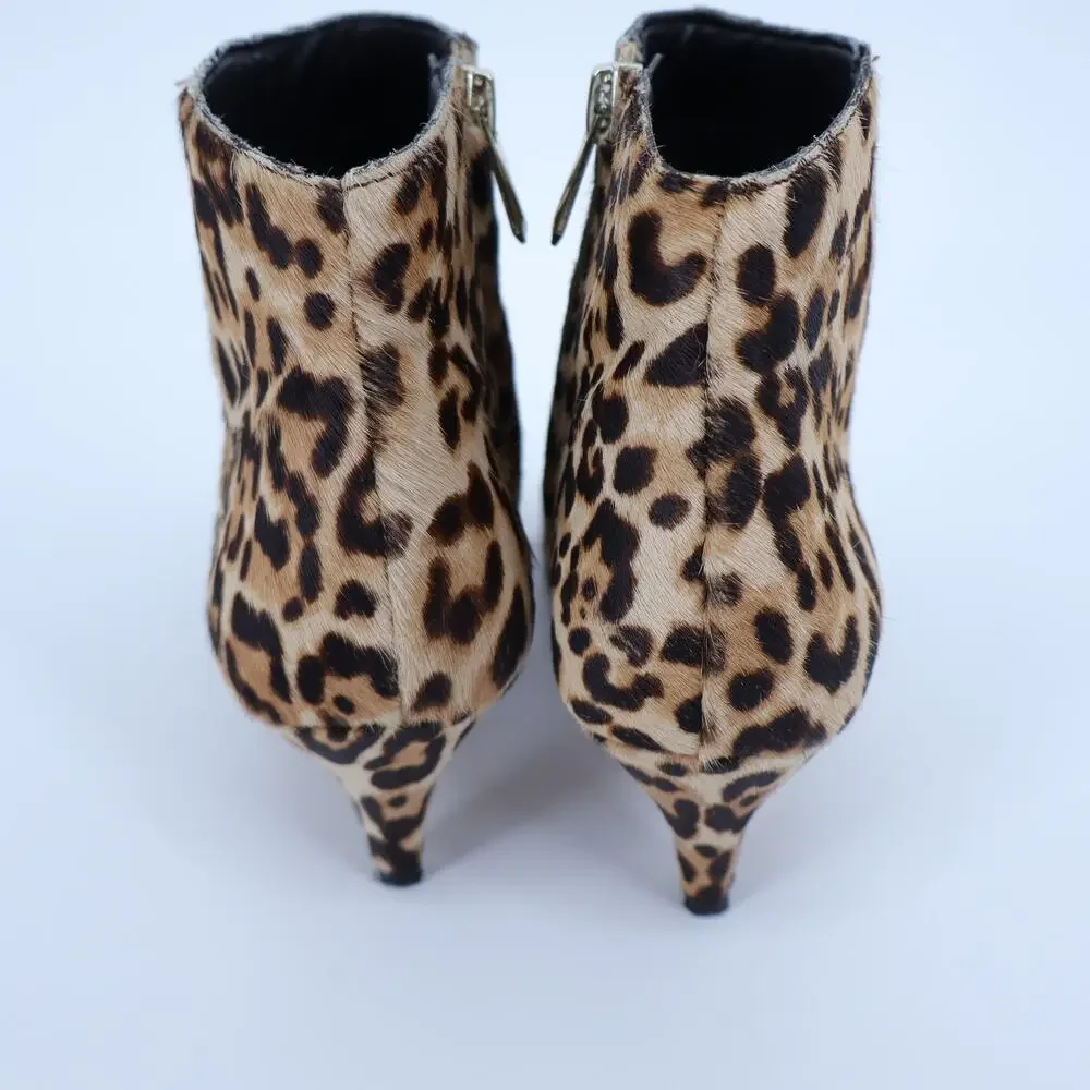 SAM EDELMAN Kinzey Leopard Ankle Booties Orange Black Kitten Heel Women's 6.5